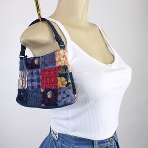 Vintage 90s quilted patchwork multi colored purse